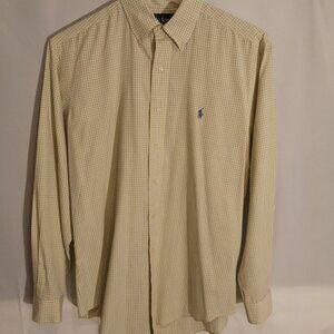 Ralph Lauren Men's Size 15.5 Yellow w/ Purple Check Dress / Casual Shirt